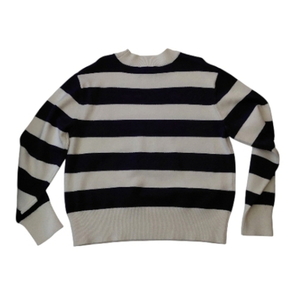 Joe Fresh Navy and Cream Striped Crew Neck Sweater - Picture 2 of 6